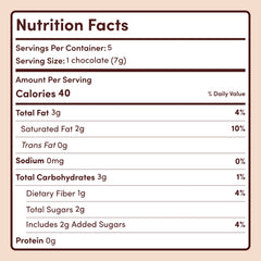 Nutrition facts label for RYZE Mushroom Chocolates showing 40 calories per serving