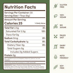 RYZE Mushroom Matcha nutrition facts label